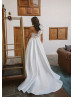 One Shoulder Ivory Satin Slit Timeless Wedding Dress